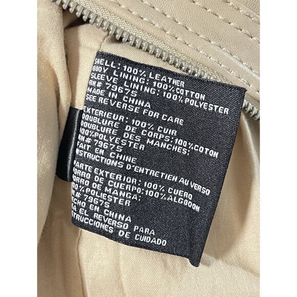 Michael Kors buttery leather zip front cream moto jacket Cafe Racer M - Picture 5 of 5